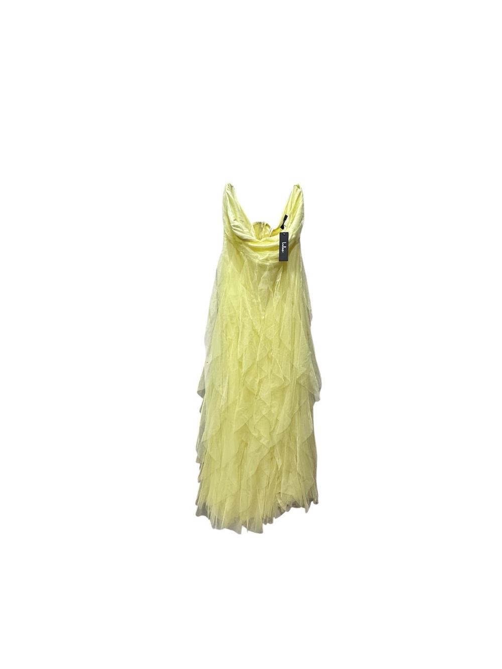 Lulus Delightful Beauty Yellow Strapless Ruched Ruffled Maxi Dress XXL NEW NWT - Picture 3 of 5
